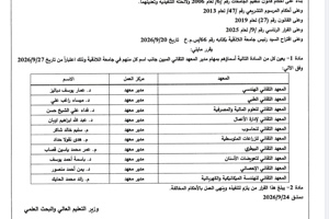 قرار تعيين عمداء كليات جامعة اللاذقية ومعاهدها العليا ومدراء المعاهد التقانية