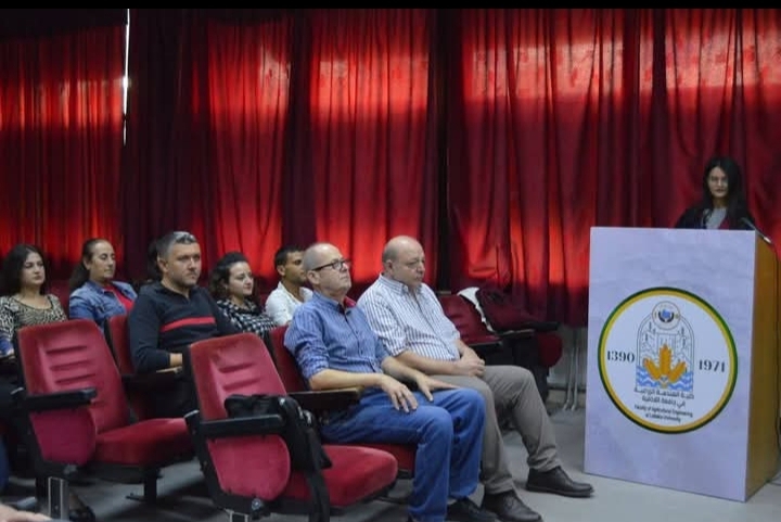 مقتطفات من المناقشة العلنية لرسالة الماجستير في قسم الفيزياء البحرية القتها الطالبة زينة سلهب في قاعة المؤتمرات في رحاب كلية الزراعة