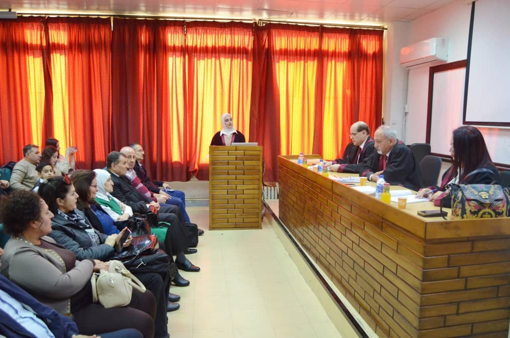 مناقشة علنية لرسالة الماجستير في كلية الاقتصاد - قسم الإحصاء والبرمجة بجامعة اللاذقية للباحثة "أماني المزوق"،