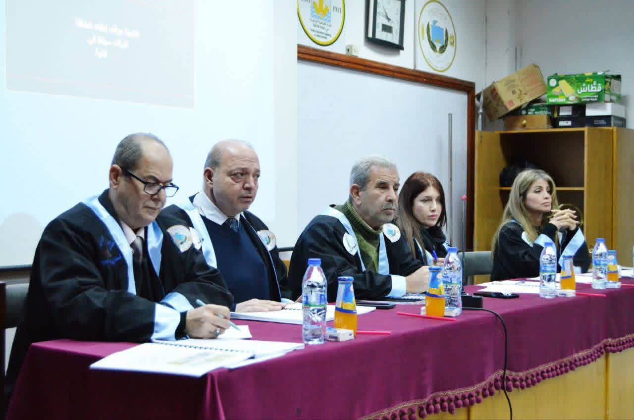 مقتطفات من المناقشة العلنية لأطروحة الدكتوراه في قسم الكيمياء البحرية ألقتها الطالبة علا شكوحي في قاعة المؤتمرات في رحاب كلية الزراعة