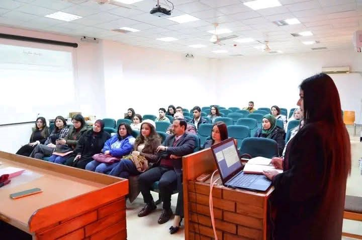 المناقشة العلنية لرسالة الماجستير للمعيدة فيحاء رياض الحايك قي قسم العلوم المالية والمصرفية