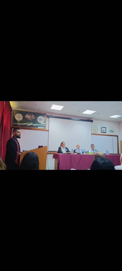 مقتطفات من المناقشة العلنية لرسالة الماجستير في قسم البيولوجيا البحرية  القاها الطالب علاء طريبوش في قاعة المؤتمرات في كلية الهندسة الزراعية