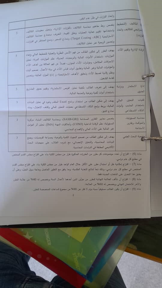 قرارات مجلس قسم المحاسبة رقم 74-75-76-77-79-80-81-82