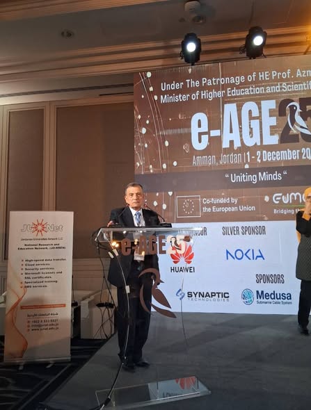 من مشاركة جامعة اللاذقية - المعهد العالي لبحوث البيئة ممثلا" بالسيد العميد الأستاذ الدكتور موسى السمارة بأعمال المؤتمر الخامس عشر للمنظمة العربية لشبكات البحث والتعليم e_AGE25.عمان_الأردن