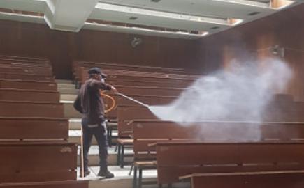 جامعة تشرين تتابع برنامج التعقيم الشامل تمهيدا لعودة دوام الطلاب