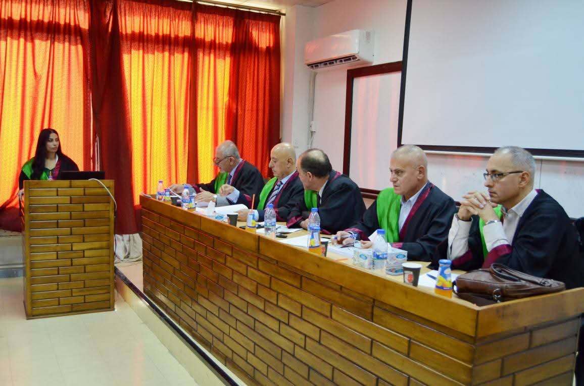 المناقشة العلنية لأطروحة الدكتوراه في قسم الاقتصاد والتخطيط للباحثة لمى الخطيب