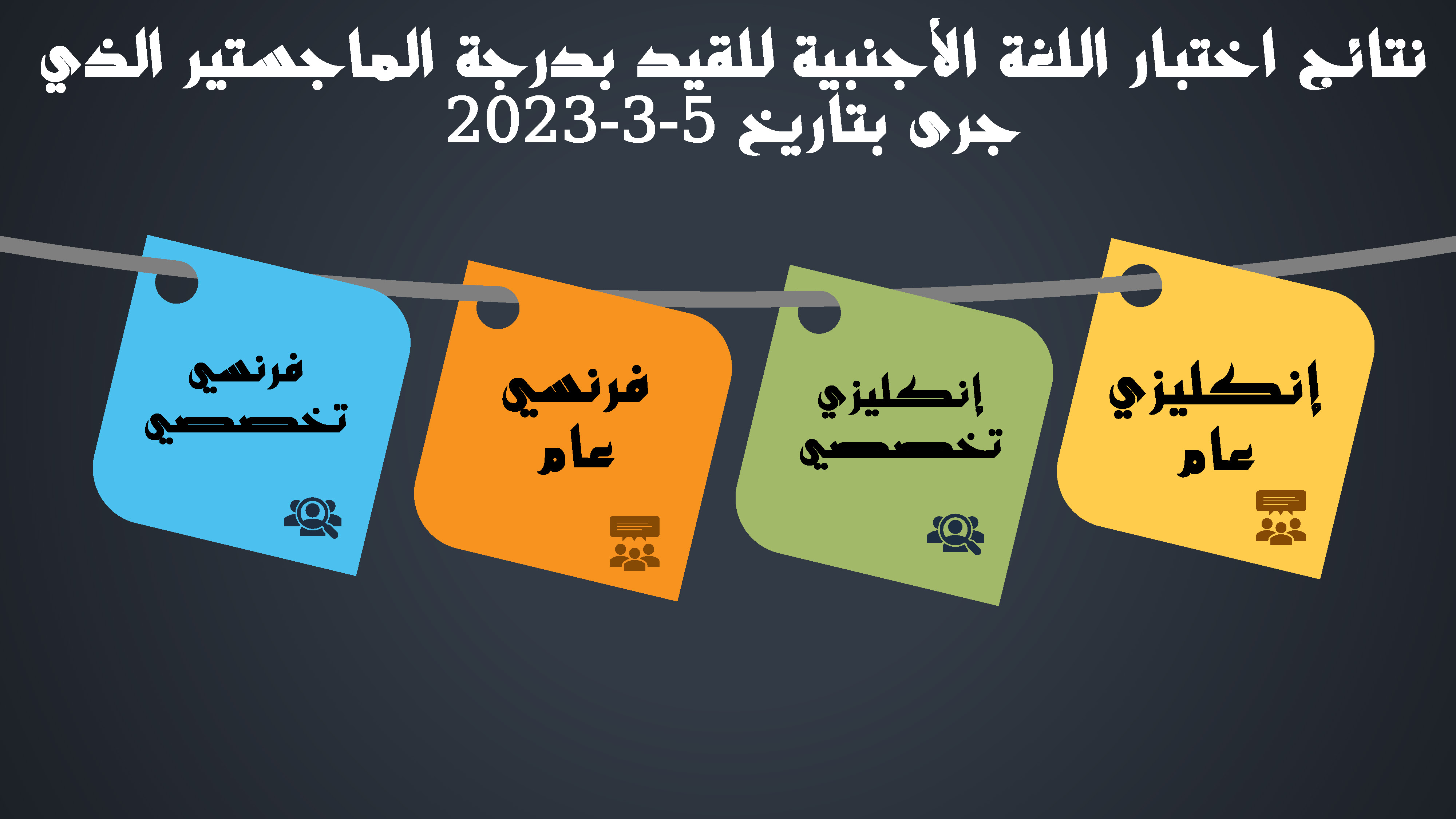 المعهد العالي للغات يصدر نتائج اختبار اللغة الأجنبية للقيد بدرجة الماجستير الذي جرى بتاريخ 5-3-2023