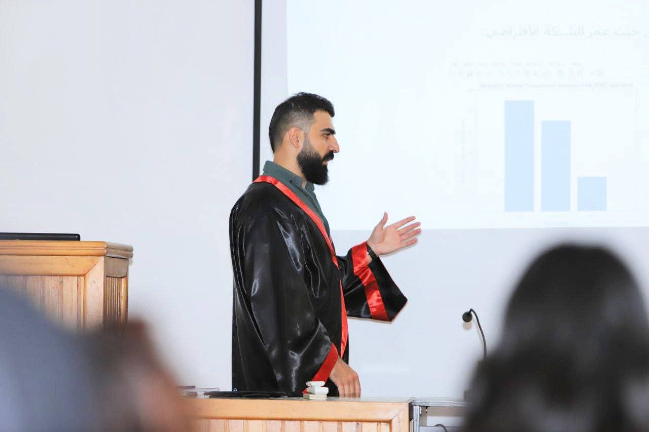 مناقشة علنية لرسالة ماجستير في كلية الهندسة المعلوماتية - قسم النظم والشبكات الحاسوبية- بجامعة اللاذقية للباحث "أيمن محمد اسماعيل